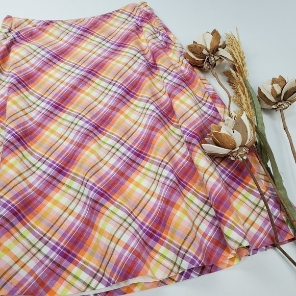 TALBOTS Pink Purple Orange Plaid Skirt Size 4 - Picture 9 of 13